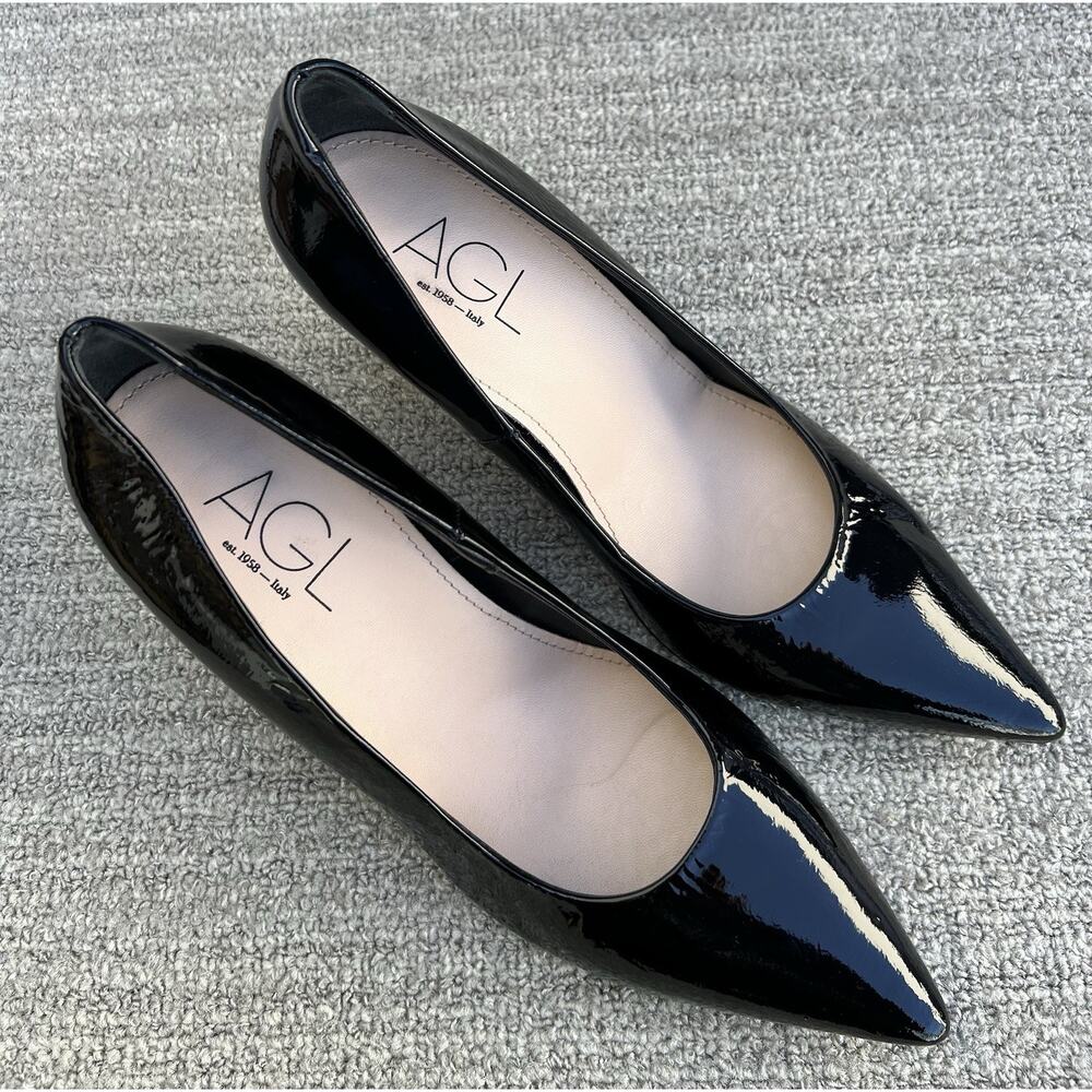 AGL Isolde Pointed-toe High-heel Pumps Patent Leather Black Women's Size 7.5 US